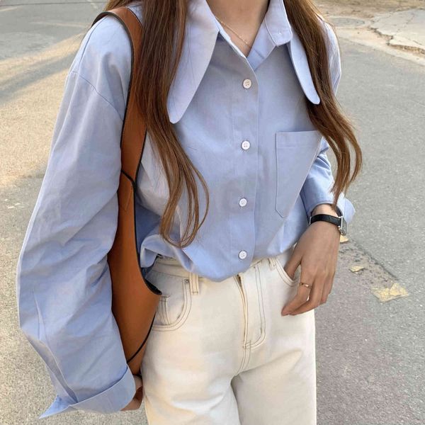 chic spring all match solid streetwear casual brief women ol retro loose gentle outwear shirts 210421, White
chic spring all match solid streetwear casual brief women ol retro loose gentle outwear shirts 210421, White