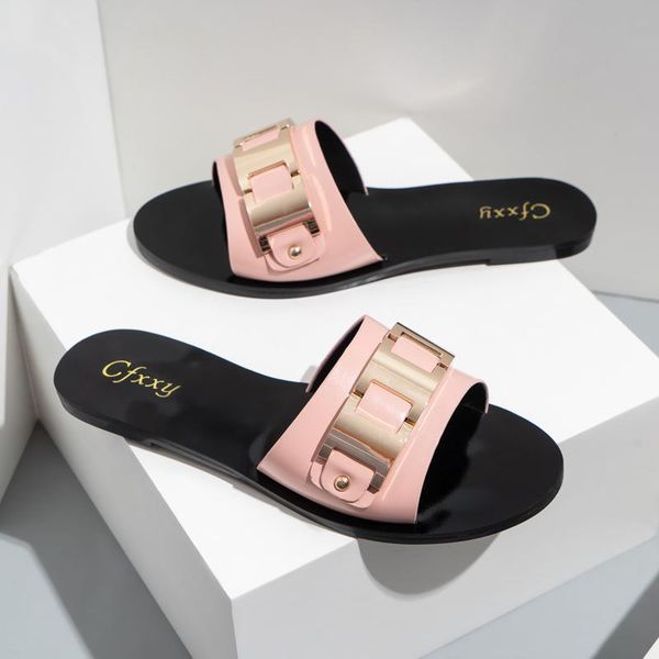 women slippers fashionable metal buckle exquisite pu vamp for female outdoor beach casual shoes, Black
women slippers fashionable metal buckle exquisite pu vamp for female outdoor beach casual shoes, Black