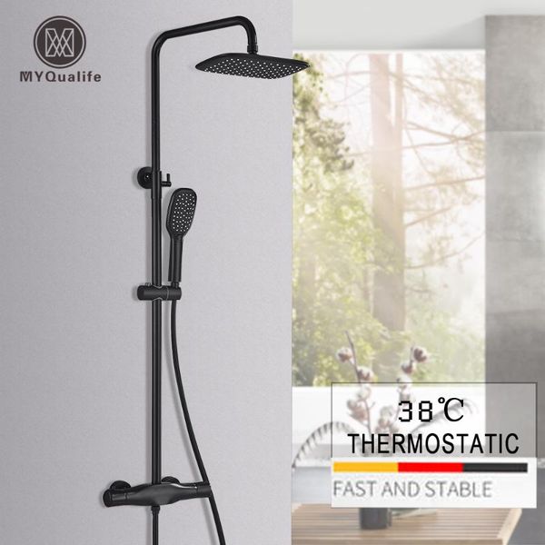 matte black rainfall shower faucet set thermostatic mixer multifunctional bathroom easy to install sets
matte black rainfall shower faucet set thermostatic mixer multifunctional bathroom easy to install sets