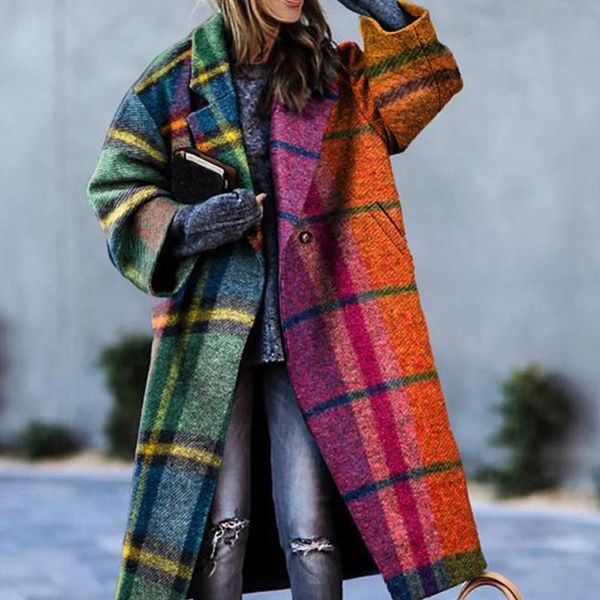 women's wool & blends women plaid print warm cardigan autumn winter elegant turn-down collar outwear office lady single button loose co, Black
women's wool & blends women plaid print warm cardigan autumn winter elegant turn-down collar outwear office lady single button loose co, Black