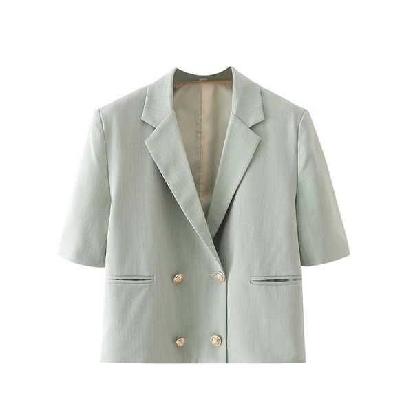 women's suits & blazers spring and autumn casual striped double-breasted short-sleeved pocket short jacket, White;black
women's suits & blazers spring and autumn casual striped double-breasted short-sleeved pocket short jacket, White;black