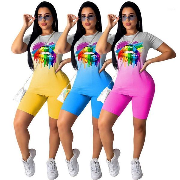 women clothing set casual gradient lip print summer 2pcs suit female sports tracksuits short sleeve shorts outfit two piece dress, White
women clothing set casual gradient lip print summer 2pcs suit female sports tracksuits short sleeve shorts outfit two piece dress, White