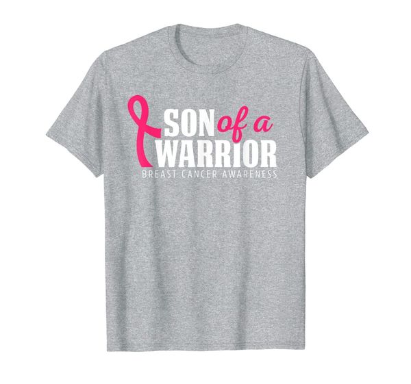 son of a warrior with pink ribbon breast cancer support gift t-shirt, White;black 
son of a warrior with pink ribbon breast cancer support gift t-shirt, White;black