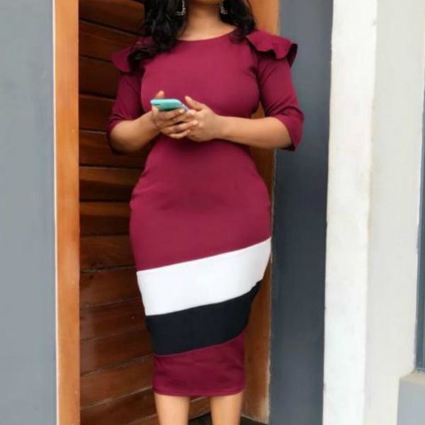 women elegant dresses wine red patchwork ruffles package hip classy modest half sleeves vestidos autumn office ladies robes 210416, Black;gray
women elegant dresses wine red patchwork ruffles package hip classy modest half sleeves vestidos autumn office ladies robes 210416, Black;gray