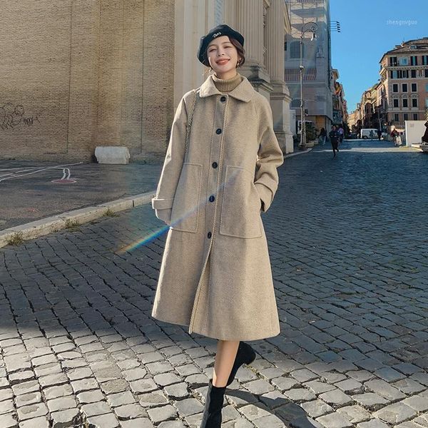 autumn 2021 winter long lapel single-breasted pure color woolen cloth coat women's casual slim high-quality wool blend & blends, Black
autumn 2021 winter long lapel single-breasted pure color woolen cloth coat women's casual slim high-quality wool blend & blends, Black