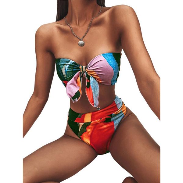 women's swimwear women strapless swimsuit multi color lace up off shoulder tie bow bra elastic hipster bikini for female, White;black
women's swimwear women strapless swimsuit multi color lace up off shoulder tie bow bra elastic hipster bikini for female, White;black