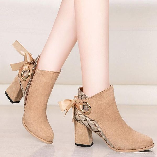 cute woman ankle boots bowtie ribbon women's shoes beige wedding booties fashion autumn winter flock high heels, Black
cute woman ankle boots bowtie ribbon women's shoes beige wedding booties fashion autumn winter flock high heels, Black