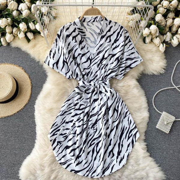 casual dresses singreiny retro zebra stripe blouses dress women short sleeve v neck sashes 2021 summer fashion streetwear, Black;gray
casual dresses singreiny retro zebra stripe blouses dress women short sleeve v neck sashes 2021 summer fashion streetwear, Black;gray