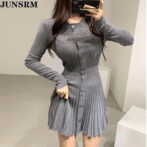 casual dresses 2021 autumn winter fashion knitted sweater dress women korean single breasted knitting mini femme pleated vestidos, Black;gray
casual dresses 2021 autumn winter fashion knitted sweater dress women korean single breasted knitting mini femme pleated vestidos, Black;gray