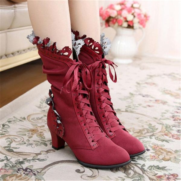 boots gigifox brand big size 43 sweet bowknot ruffles med heels shoelace gothic lolita style mid calf women shoes, Black
boots gigifox brand big size 43 sweet bowknot ruffles med heels shoelace gothic lolita style mid calf women shoes, Black