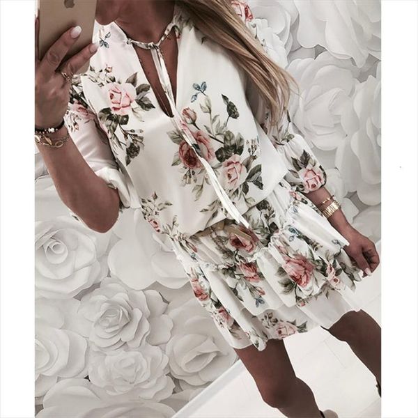 summer fashion flowers mini womens dress 3 4 sleeve v neck cascading ruffles tutu sweet ladies party floral sundress, Black;gray
summer fashion flowers mini womens dress 3 4 sleeve v neck cascading ruffles tutu sweet ladies party floral sundress, Black;gray