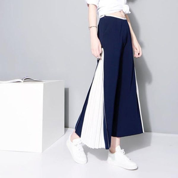 women's pants & capris wide-leg 2021 unique stitching pleated chiffon culottes ninth casual, Black;white
women's pants & capris wide-leg 2021 unique stitching pleated chiffon culottes ninth casual, Black;white