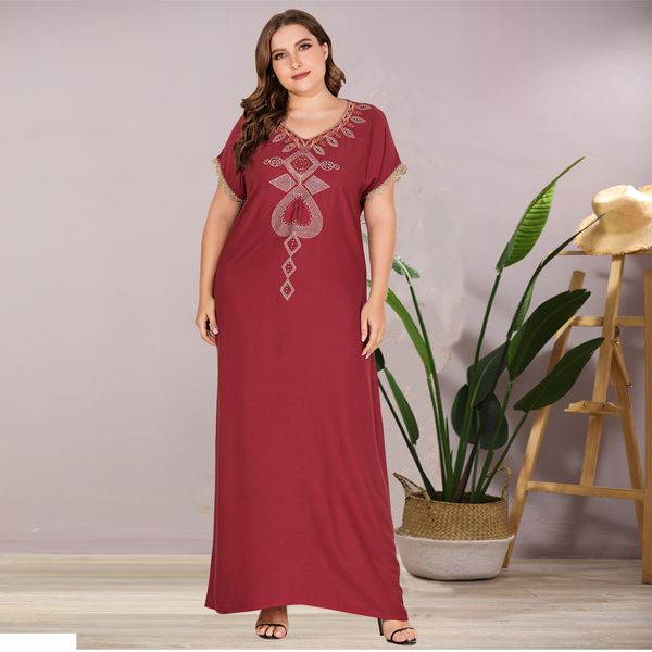 beading muslim abaya dress women v ne moroccan kaftan djellaba hijab vestidos islamic clothing short sleeve islam ropa summer, Red
beading muslim abaya dress women v ne moroccan kaftan djellaba hijab vestidos islamic clothing short sleeve islam ropa summer, Red