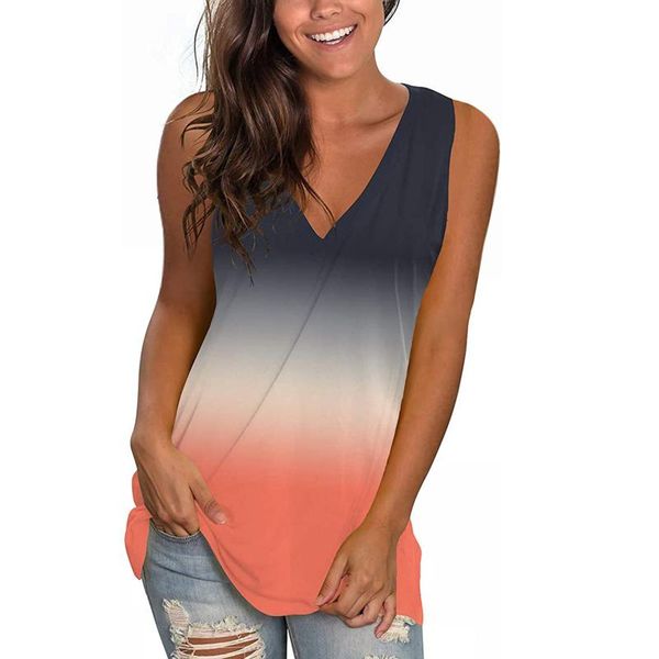 women's blouses & shirts 40# gradient color v-neck tee shirt blouse women summer sleeveless pullover plus size female casual loose blus, White
women's blouses & shirts 40# gradient color v-neck tee shirt blouse women summer sleeveless pullover plus size female casual loose blus, White