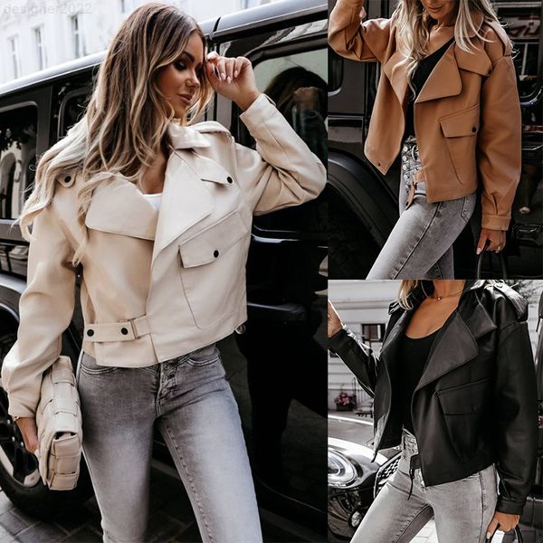 women's leather & faux womens leather jacket autumn and winter fashion ladies pure color casual pocket outerwear short coats vzcm, Black
women's leather & faux womens leather jacket autumn and winter fashion ladies pure color casual pocket outerwear short coats vzcm, Black