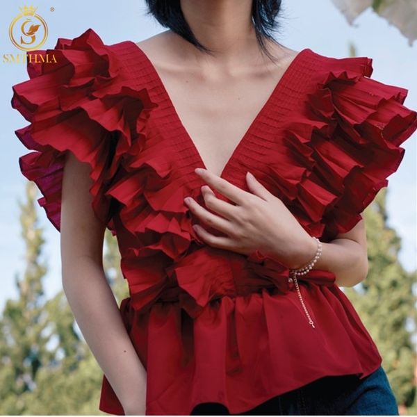 women's blouses & shirts 2021 fashion summer slim v-neck french shirt female red pleated ruffled sleeveless y0r2, White
women's blouses & shirts 2021 fashion summer slim v-neck french shirt female red pleated ruffled sleeveless y0r2, White