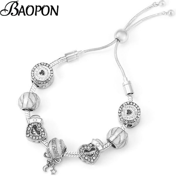 charm bracelets baopon silver color adjustable chain with white enamel heart star beads for women men jewelry gift, Golden;silver
charm bracelets baopon silver color adjustable chain with white enamel heart star beads for women men jewelry gift, Golden;silver