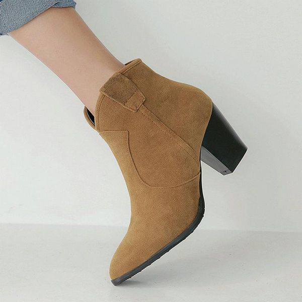 boots women flock sqaure high heel ankle fashion pointed toe zipper western autumn winter short 2021, Black
boots women flock sqaure high heel ankle fashion pointed toe zipper western autumn winter short 2021, Black