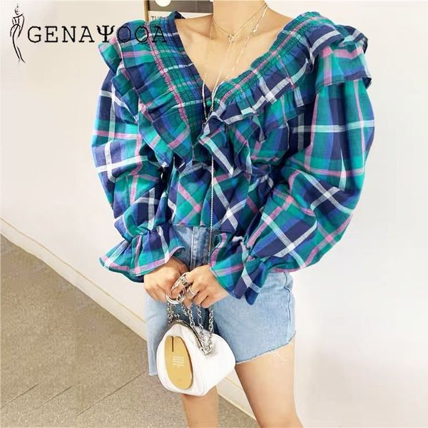 genayooa v-neck elegant womens and blouses ladies autumn vintage blouse korean plaid women shirt chic blusa feminina 210417, White
genayooa v-neck elegant womens and blouses ladies autumn vintage blouse korean plaid women shirt chic blusa feminina 210417, White