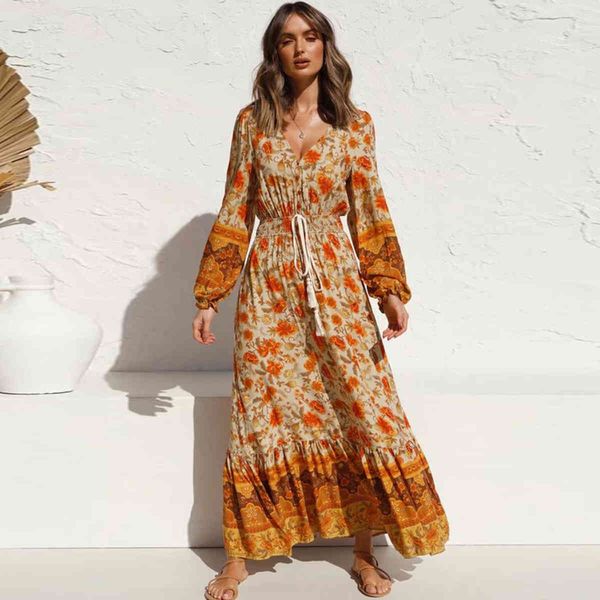 jastie boho floral print maxi dress women v-neck long sleeve elastic waist casual beach dresses long female vestidos fall 210419, White
jastie boho floral print maxi dress women v-neck long sleeve elastic waist casual beach dresses long female vestidos fall 210419, White