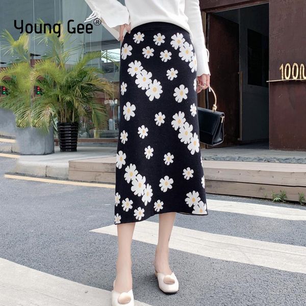 skirts young gee autumn winter spring knitted flower skirt daisy print slim mid-length high waist elastic saia faldas mujer, Black
skirts young gee autumn winter spring knitted flower skirt daisy print slim mid-length high waist elastic saia faldas mujer, Black