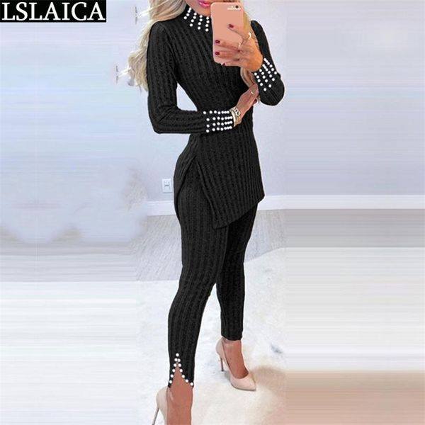 2 two peice set women track suit long sleeve bubble bead decorat&woman pants black 2 outfits for rib knit 210515, White
2 two peice set women track suit long sleeve bubble bead decorat&woman pants black 2 outfits for rib knit 210515, White