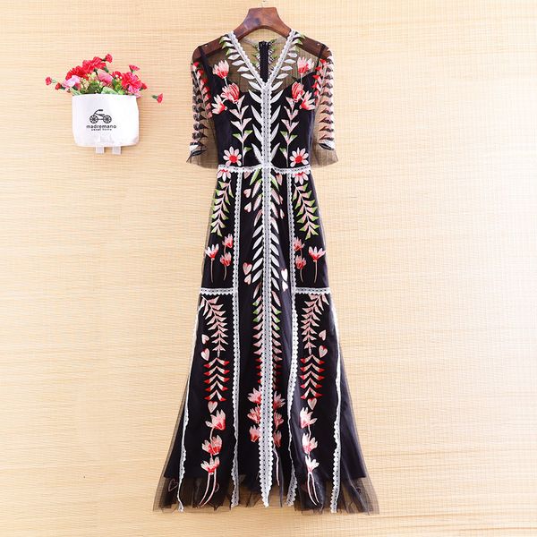 dress high-end summer women long dresses embroidery elegant lady slim a-line party embroidered mesh dress s-xl, Black;gray
dress high-end summer women long dresses embroidery elegant lady slim a-line party embroidered mesh dress s-xl, Black;gray