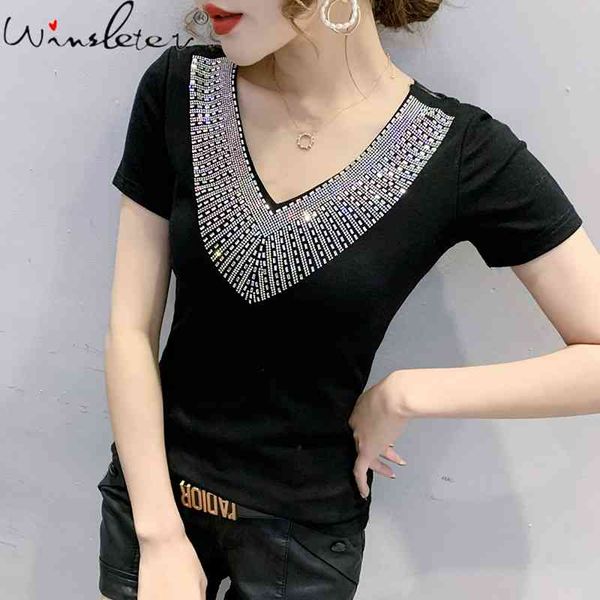 women's t-shirt summer european clothes girls chic v-neck shiny diamonds women short sleeve back slim tees t13113a v6k4, White
women's t-shirt summer european clothes girls chic v-neck shiny diamonds women short sleeve back slim tees t13113a v6k4, White