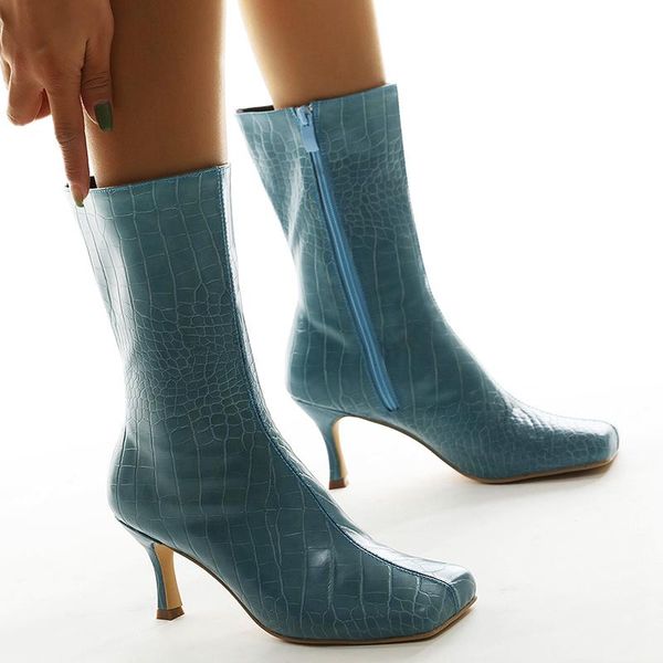boots 2021 women blue red .5cm stiletto high heels ankle designer square toe snake print leather vintage plus size shoes, Black
boots 2021 women blue red .5cm stiletto high heels ankle designer square toe snake print leather vintage plus size shoes, Black