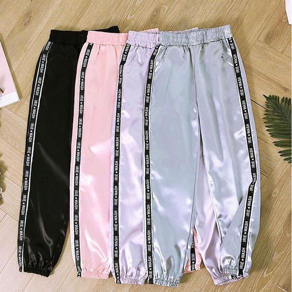 highlight trousers summer big pocket women pant ribbon satin fashion glossy sporting joggers harajuku loose, Black;white
highlight trousers summer big pocket women pant ribbon satin fashion glossy sporting joggers harajuku loose, Black;white