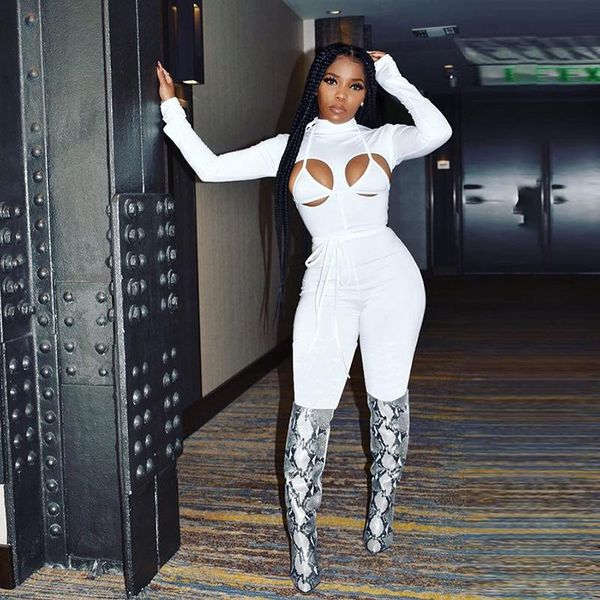 gym clothing bandage hollow out rompers womens jumpsuit fashion sporty white autumn solid lace up halter long sleeve skinny jumpsuits, White;black
gym clothing bandage hollow out rompers womens jumpsuit fashion sporty white autumn solid lace up halter long sleeve skinny jumpsuits, White;black