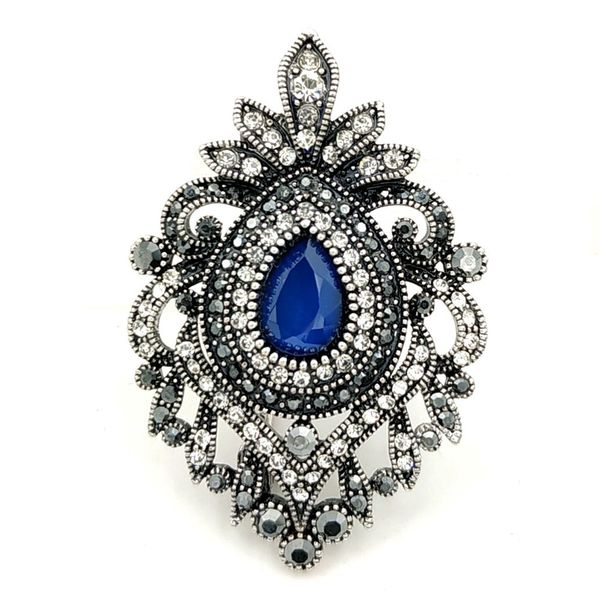 turkish vintage opens scroll craft pave clear crystal dark blue brooches floral oval shaped pins royal jewelry for women, Gray
turkish vintage opens scroll craft pave clear crystal dark blue brooches floral oval shaped pins royal jewelry for women, Gray