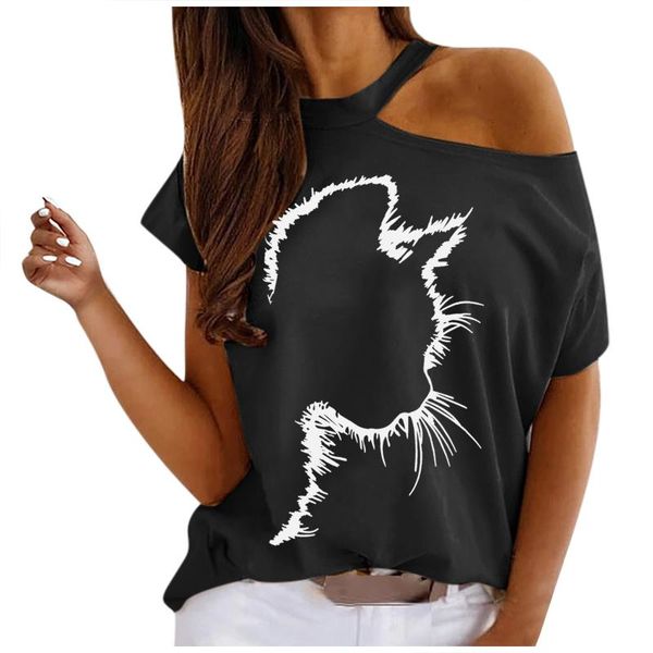 women's blouses & shirts summer clothing plus size fashion solid color cat print round neck casual short sleeves harajuku blouse femme, White
women's blouses & shirts summer clothing plus size fashion solid color cat print round neck casual short sleeves harajuku blouse femme, White