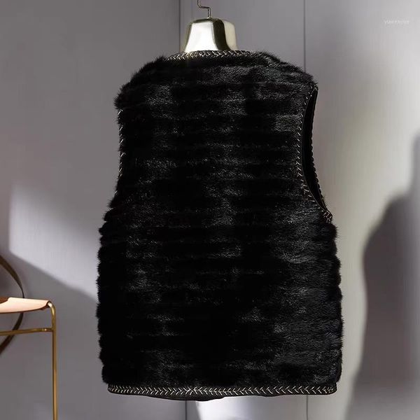 women's fur & faux real mink coat women winter natural fashion strip vest jacket silm outwear, Black
women's fur & faux real mink coat women winter natural fashion strip vest jacket silm outwear, Black