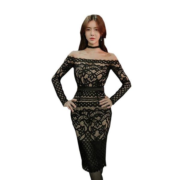 casual dresses summer women black lace sundress slash neck off shoulder bandage long midi bodycon 2021 vestidos de festa mujer, Black;gray
casual dresses summer women black lace sundress slash neck off shoulder bandage long midi bodycon 2021 vestidos de festa mujer, Black;gray