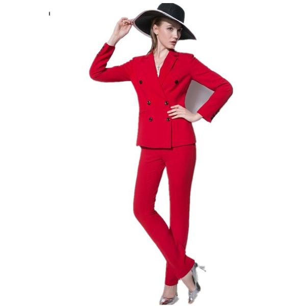 women pant suits red gorgeous business vocational passion slim fit double-breasted long-sleeved women's two piece pants, White
women pant suits red gorgeous business vocational passion slim fit double-breasted long-sleeved women's two piece pants, White