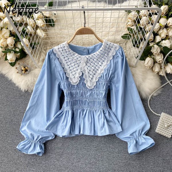 neploe hit color patch lace hook flower blouse women peter pan collar flare long sleeve pullover blusas slim fit draped shirt 210423, White
neploe hit color patch lace hook flower blouse women peter pan collar flare long sleeve pullover blusas slim fit draped shirt 210423, White