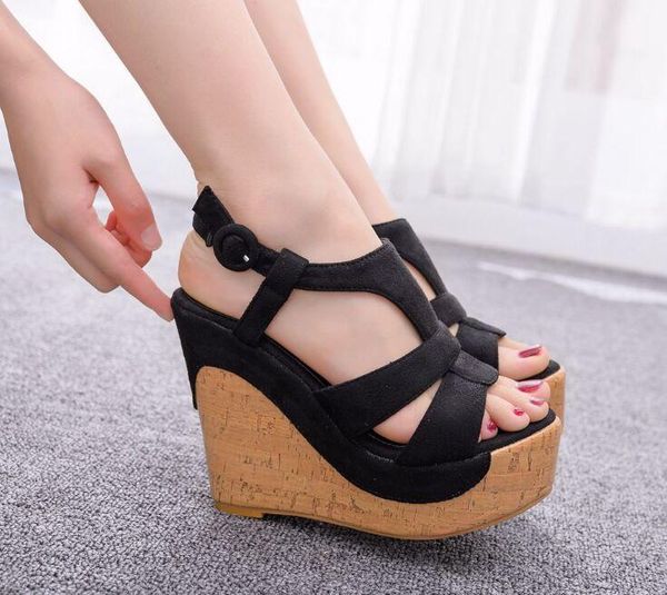 peep toe shoes thick bottom summer wedge sandals women, Black
peep toe shoes thick bottom summer wedge sandals women, Black