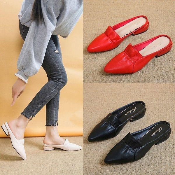 slippers shoes women sandals women's spring leather heel flat sandalias mujer, Black
slippers shoes women sandals women's spring leather heel flat sandalias mujer, Black