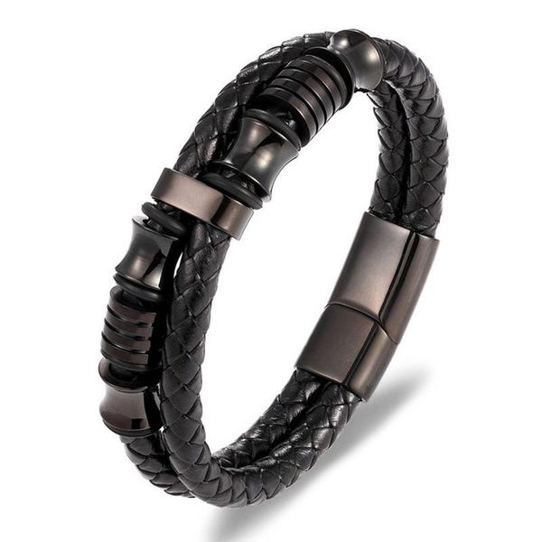 charm bracelets classic fashion double layer black leather braided for men trendy casual jewelry gift, Golden;silver
charm bracelets classic fashion double layer black leather braided for men trendy casual jewelry gift, Golden;silver