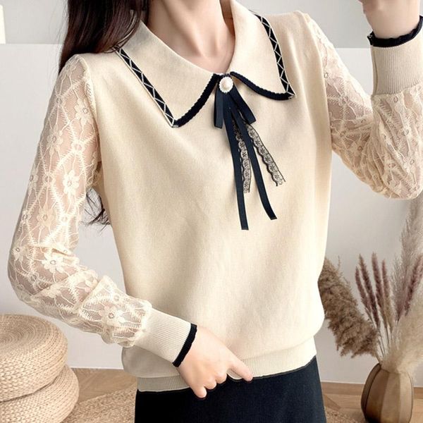 women's sweaters fashion knitted sweater jumpers bow tie long sleeve women pullovers casual 2021 autumn winter lace, White;black
women's sweaters fashion knitted sweater jumpers bow tie long sleeve women pullovers casual 2021 autumn winter lace, White;black