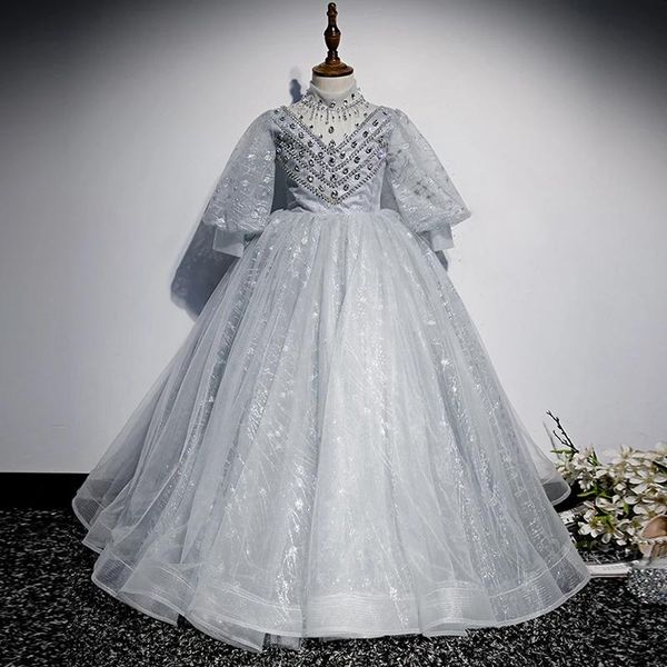 girl's dresses flower girl for weddings high collar half sleeves kids party communion gowns appliques crystal princess dress, Red;yellow
girl's dresses flower girl for weddings high collar half sleeves kids party communion gowns appliques crystal princess dress, Red;yellow
