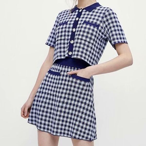 2 pieces za summer women sets plaid knitted jacket +skirt elegant short sleeve coats casual single breast chic dress 210422, White
2 pieces za summer women sets plaid knitted jacket +skirt elegant short sleeve coats casual single breast chic dress 210422, White