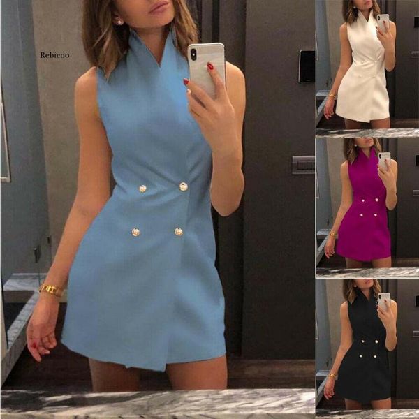 casual dresses women mini dress pencil solid bodycon collar stand neck blazer double breasted sleeveless button summer work formal, Black;gray
casual dresses women mini dress pencil solid bodycon collar stand neck blazer double breasted sleeveless button summer work formal, Black;gray