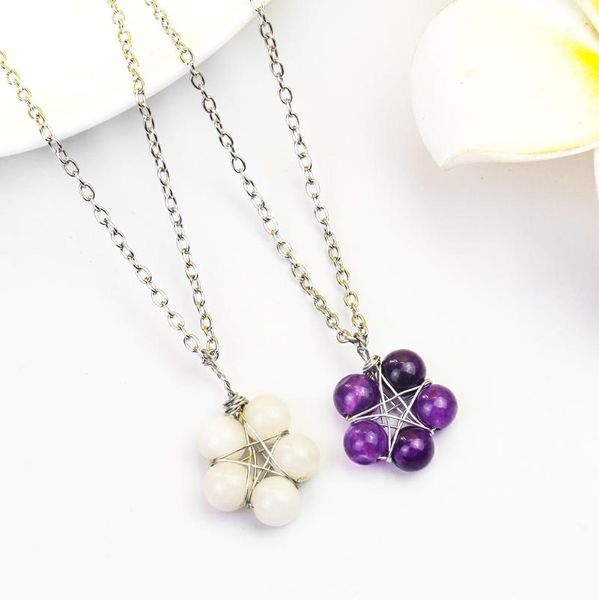 pendant necklaces natural crystal beads five-star handmade beaded necklace jewelry clavicle chain crafts sweet romantic gift for lover, Silver
pendant necklaces natural crystal beads five-star handmade beaded necklace jewelry clavicle chain crafts sweet romantic gift for lover, Silver