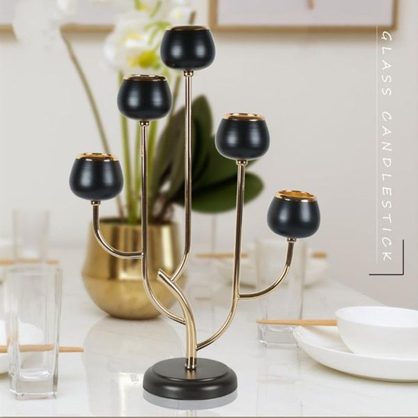 candle holders holder 5-arms shiny gold plated candelabra romantic black stand luxury craft metal for wedding events party 
candle holders holder 5-arms shiny gold plated candelabra romantic black stand luxury craft metal for wedding events party