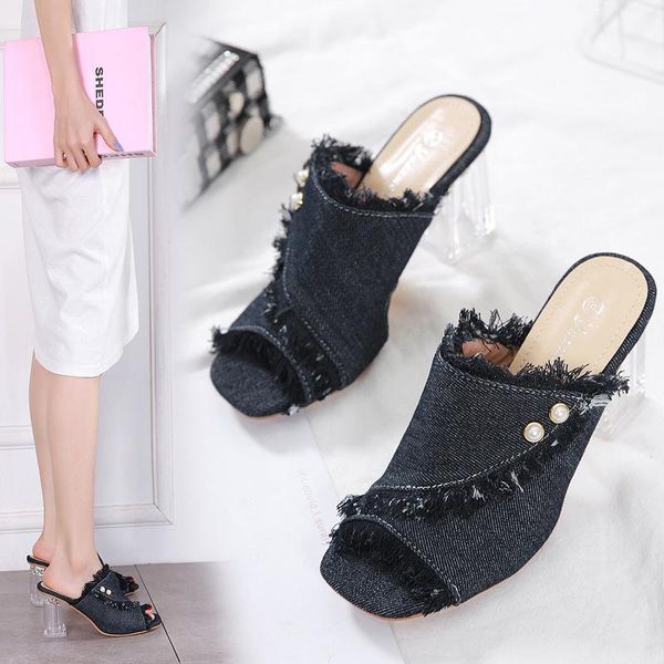 shoes woman 2021 glitter slides square heel slippers casual med peep toe heeled mules pantofle denim jelly block luxury high, Black
shoes woman 2021 glitter slides square heel slippers casual med peep toe heeled mules pantofle denim jelly block luxury high, Black