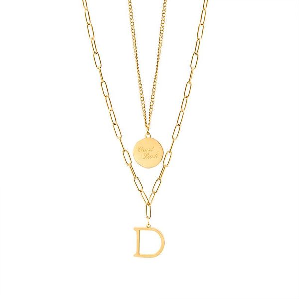 pendant necklaces stainless steel double layer good lucky letter d necklace set clavicle chain geometric plated gold accessories jewelry, Silver
pendant necklaces stainless steel double layer good lucky letter d necklace set clavicle chain geometric plated gold accessories jewelry, Silver