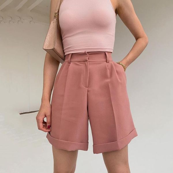 women's shorts trousers flanging with pockets, zipper buttons, solid color fashion casual shorts, street shooting 2021, White;black
women's shorts trousers flanging with pockets, zipper buttons, solid color fashion casual shorts, street shooting 2021, White;black