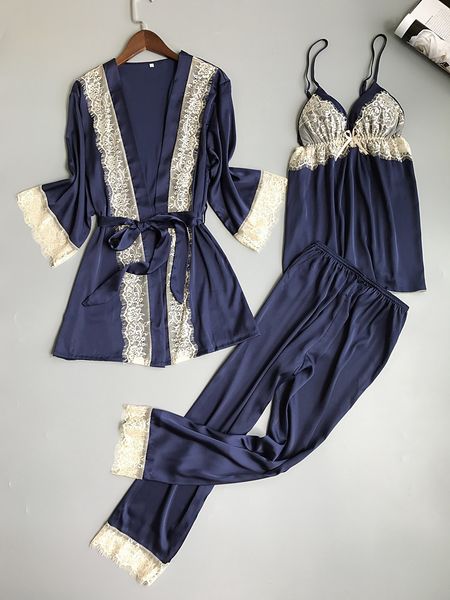 women's sleepwear lisacmvpnel srping lace 3 pcs pajama set ice silk nightdress+cardigan+long pant pijama for women btxo, Black;red
women's sleepwear lisacmvpnel srping lace 3 pcs pajama set ice silk nightdress+cardigan+long pant pijama for women btxo, Black;red